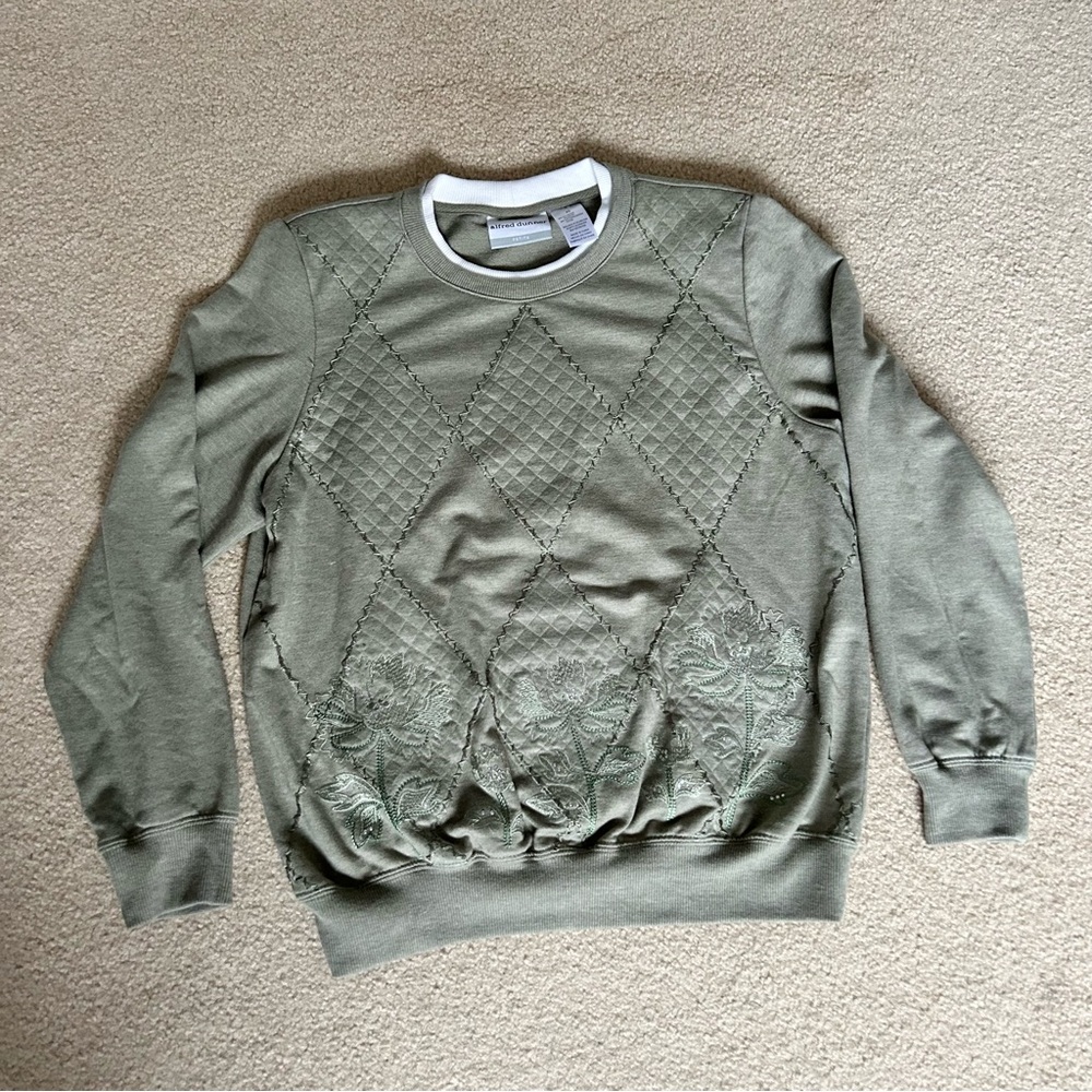 Alfred Dunner Petite Small Sage Green Sweater